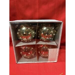 34th & PINE 4" Mercury Glass Silver Gold 3D Pearl Ornaments